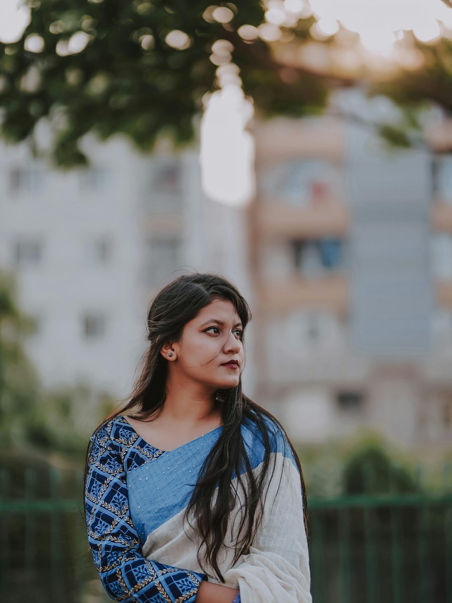 Indigo Ivory Festive Drape Saree