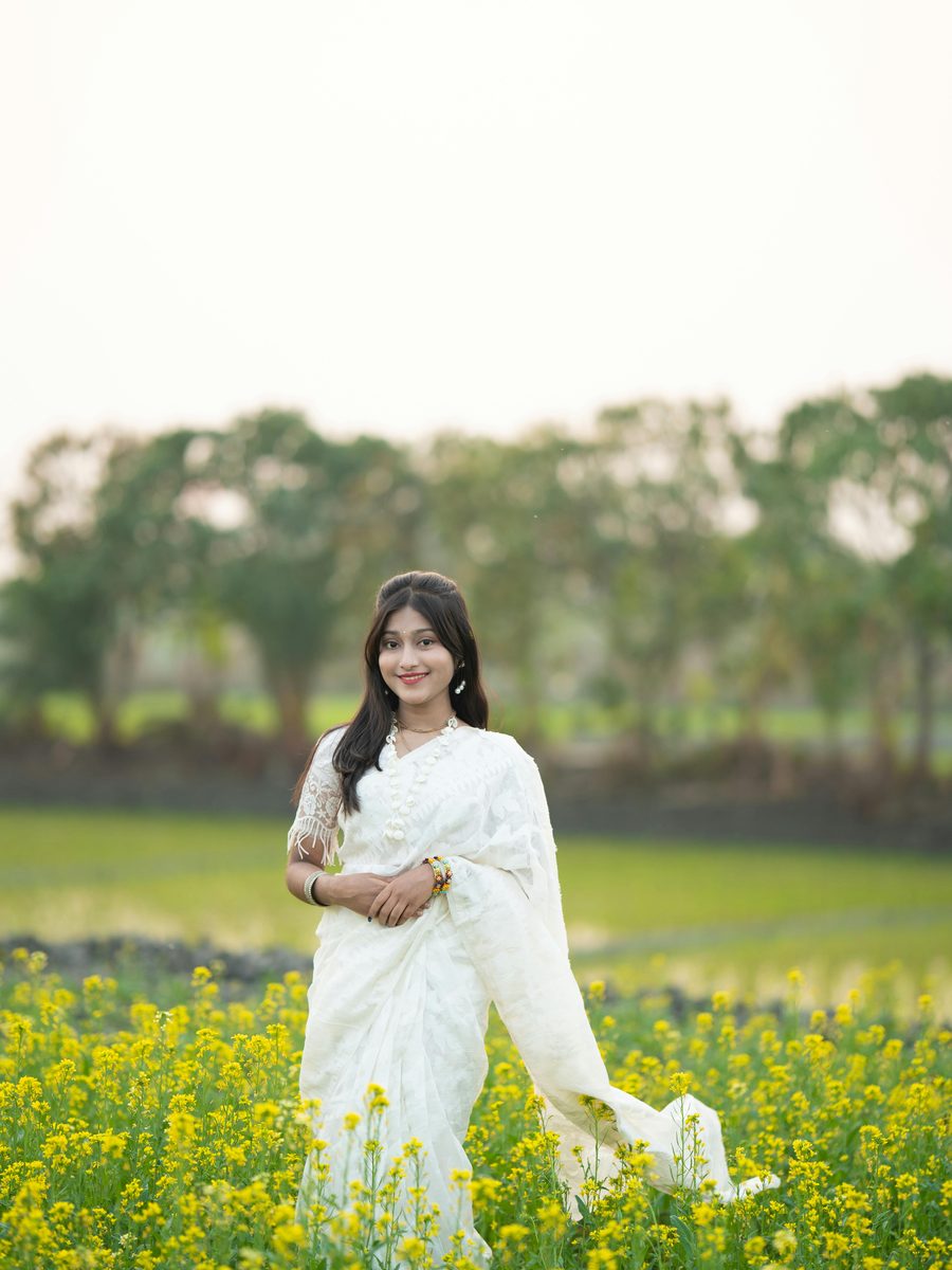 Ivory Meadow Organza Saree