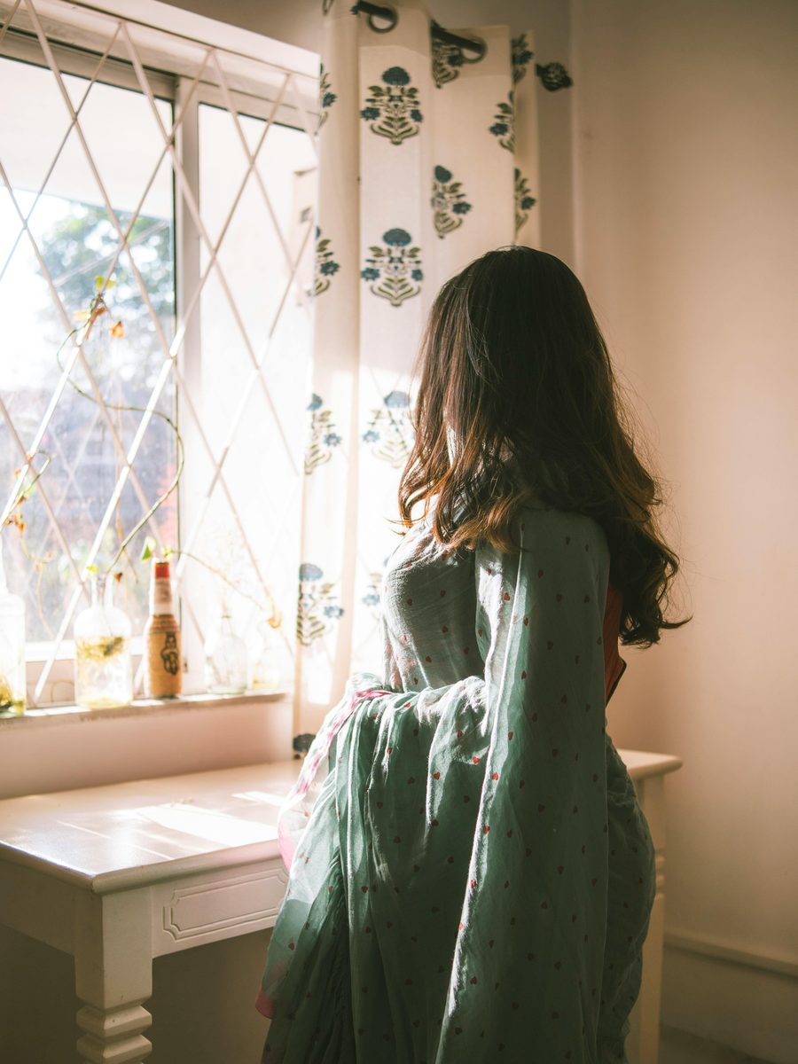 Sunlit Mint Linen-Cotton Saree