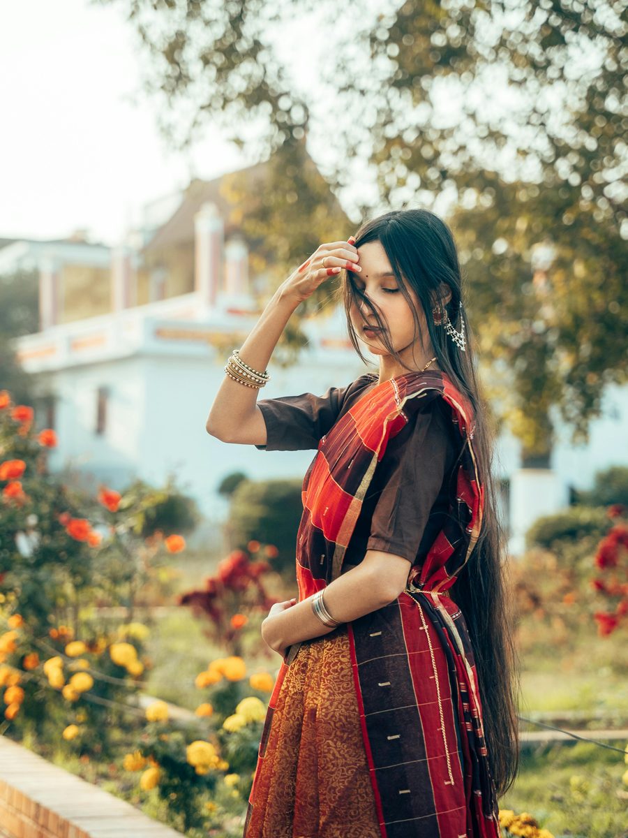 Sunset Rust Kanjeevaram Saree